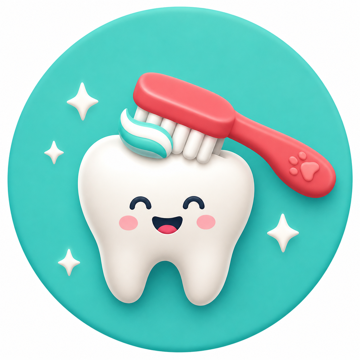 Smiling tooth being cleaned with a toothbrush